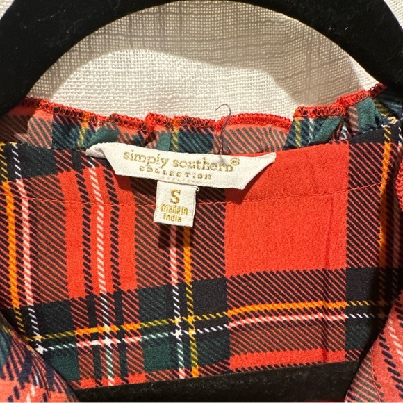 Simply Southern Collection Women’s Plaid Dress Size Small 3/4 Sleeve Holiday - Picture 4 of 12